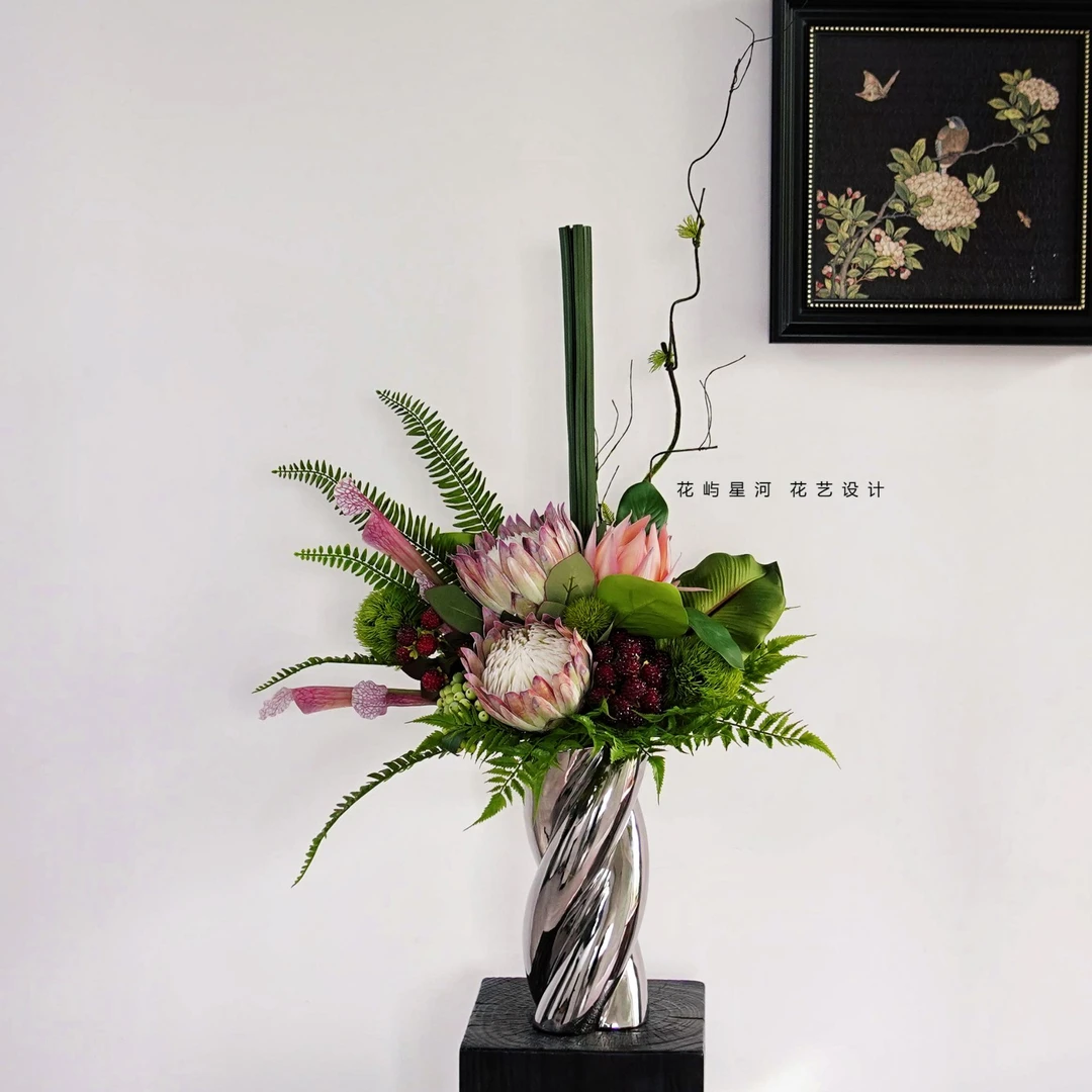 花屿星河|设计师 仿真花艺帝王花轻奢高端商务酒店摆件家居餐桌花