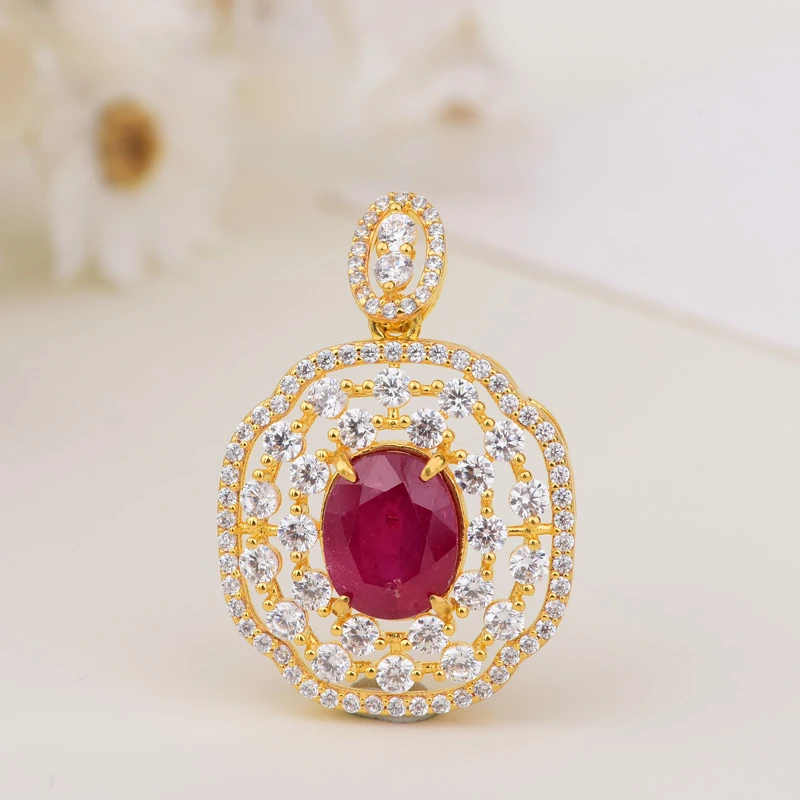 18k缅红吊坠经典款LC608