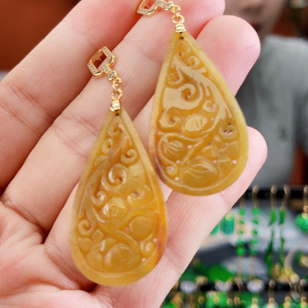 翡翠银S925镶嵌耳饰