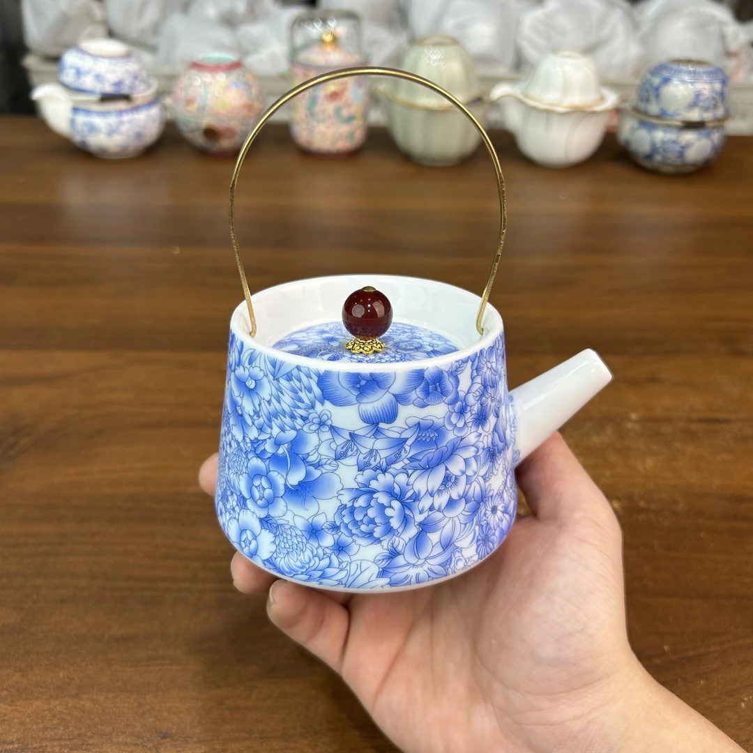 E290-青花百花提梁壶