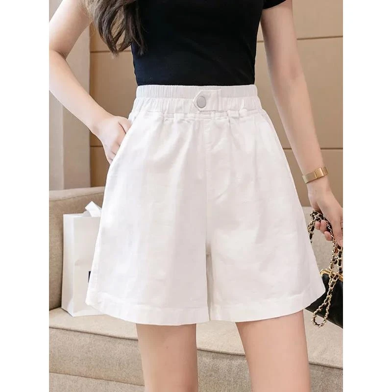 大码女装高腰显瘦短裤女夏季2025新款韩版a字外穿百搭宽松阔腿裤