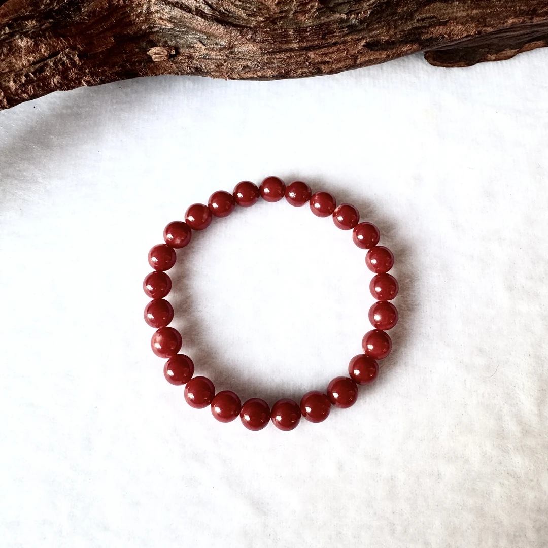 天然阿卡赤血红珊瑚圆珠手串7mm+ 12.45g/-16008