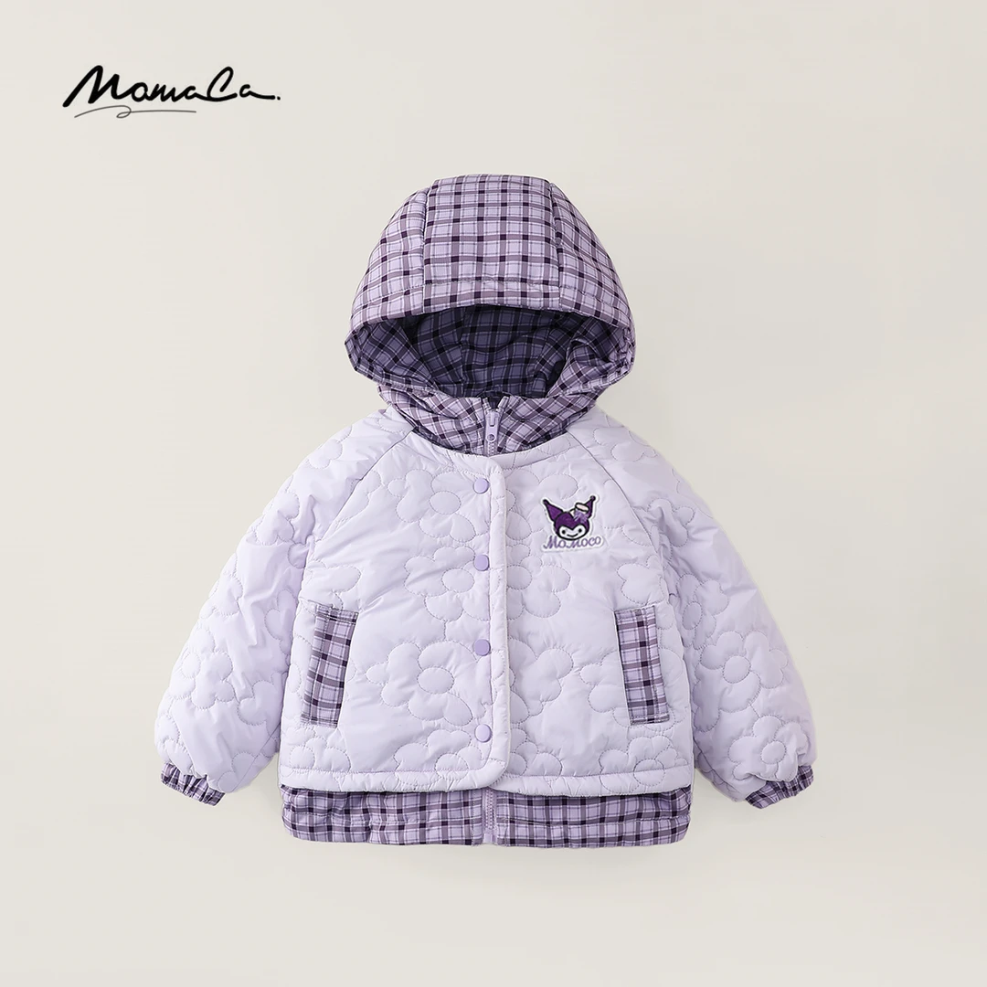 MOMOCO2025冬季新款女童可爱卡通拼色夹棉连帽外套77830107074