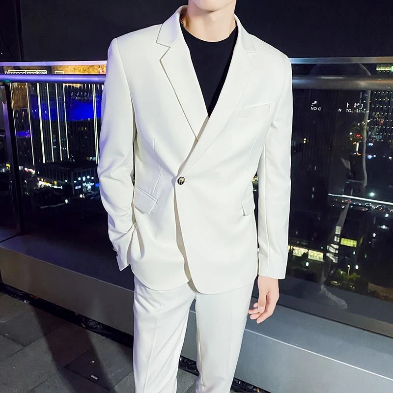 痞帅男装修身西服夜店潮牌帅气休闲一套装网红发型师个性西装外套