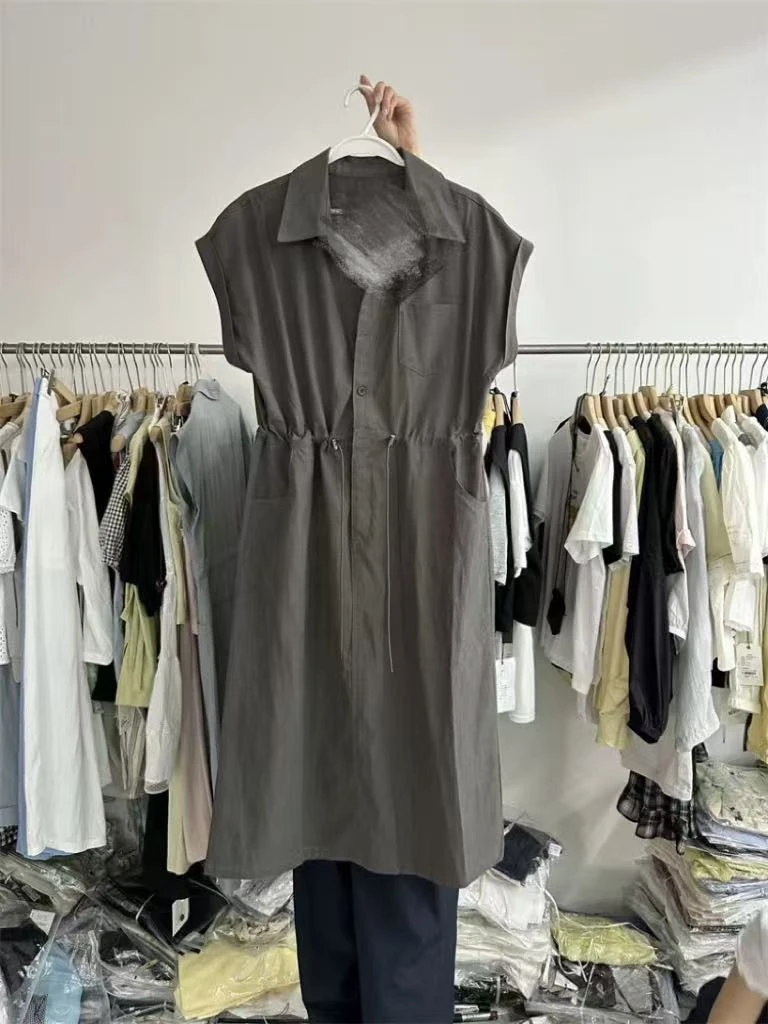 【左耳与麻】2025夏季新品100%汉麻纯色收腰工装风连衣裙52100