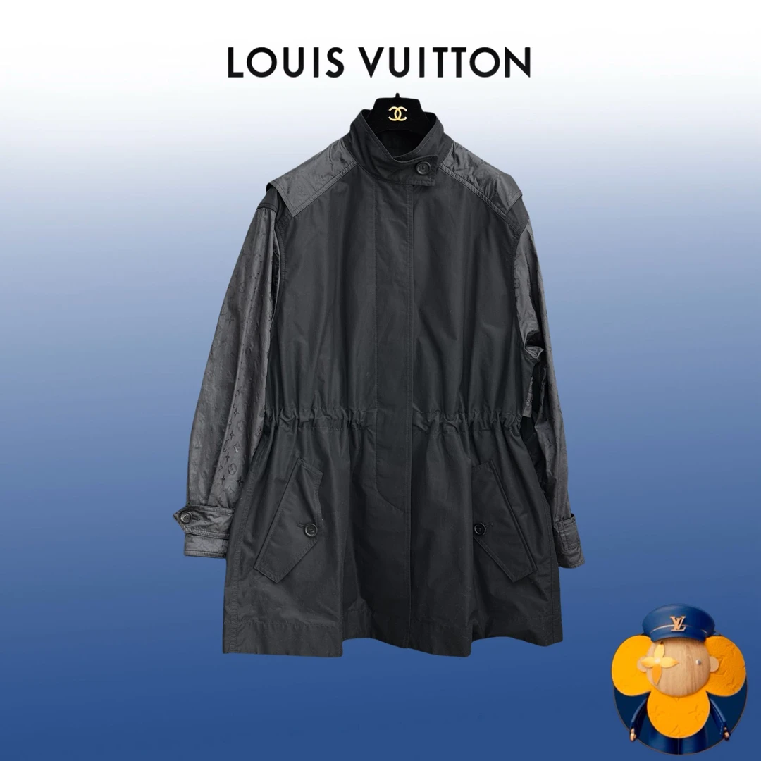 99新 LouisVuitton/路易威登 36码黑色拼老花风衣，外套