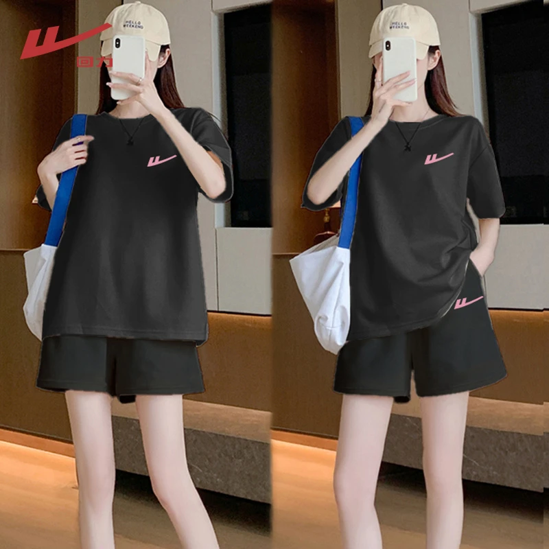 Warrior/回力宽松显瘦百搭T恤三分短裤清凉显瘦女生韩系ins衣服T