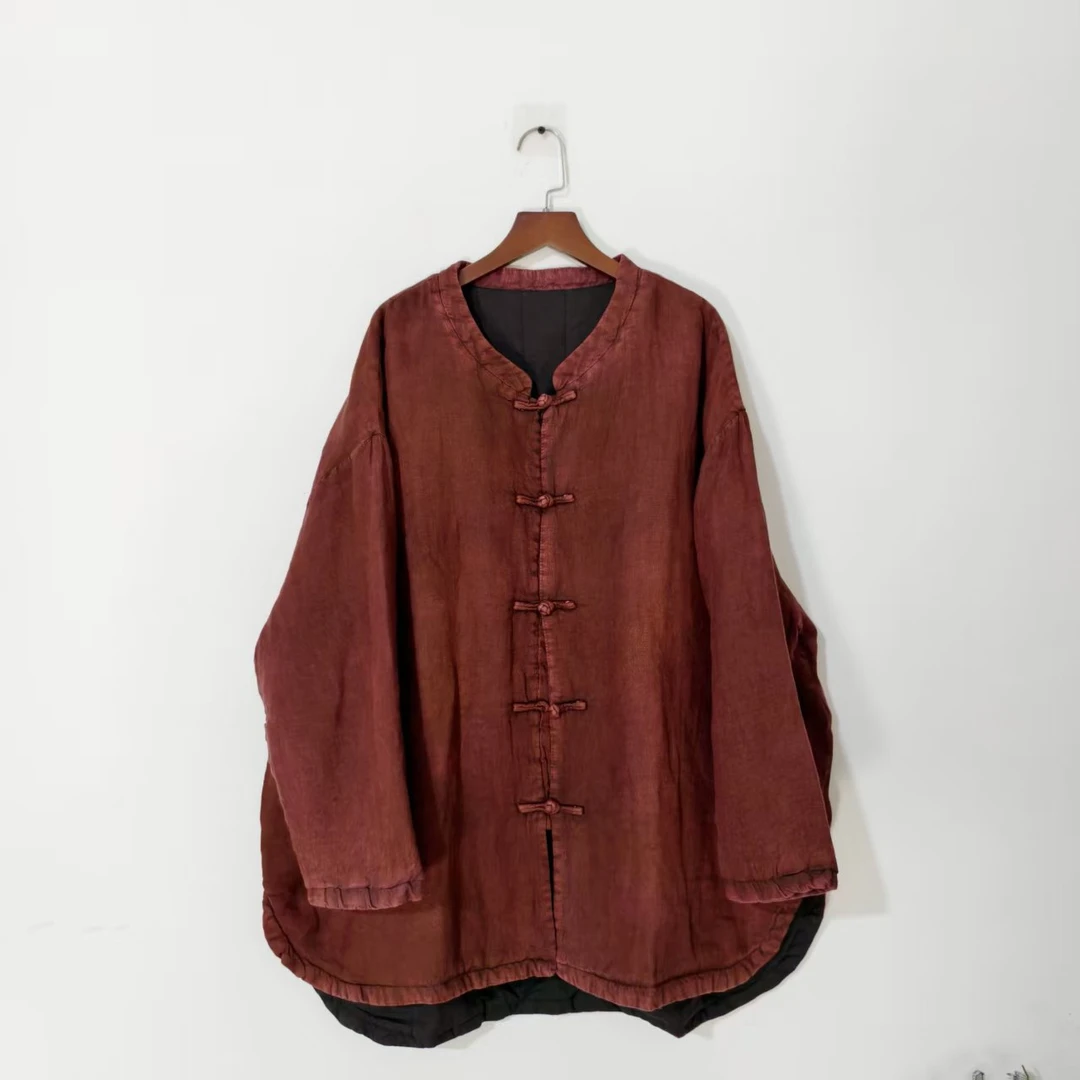【大梅子推荐】设计款亚麻盘扣棉服DXG6879