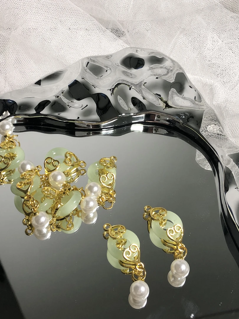 雨宝严选· DIY P393 金色平安扣仿珍珠挂坠