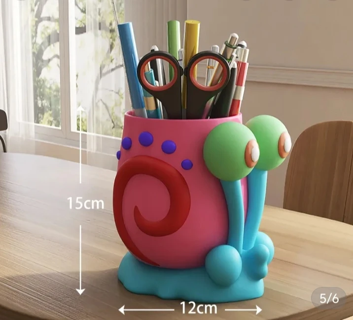 石膏笔筒手工diy涂鸭办公室桌面创意可爱小蜗笔筒大容量收纳盒