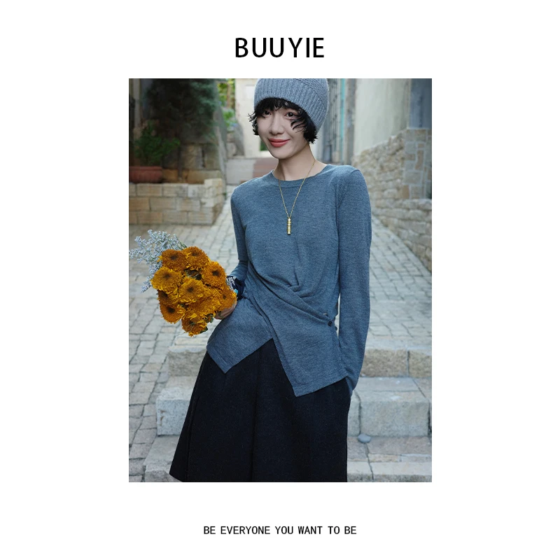 BUUYIE 25SS【小蛮腰】时尚洋气设计小众感宽松百搭毛衣 250949