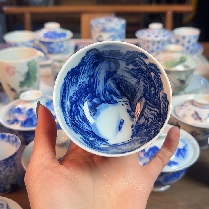 名窑口 山水杯放漏放漏放漏