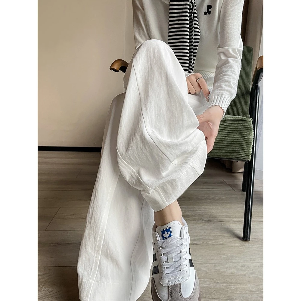 冰丝香蕉阔腿裤女夏季薄款2025新款垂感高级感慵懒白色弯刀山本裤