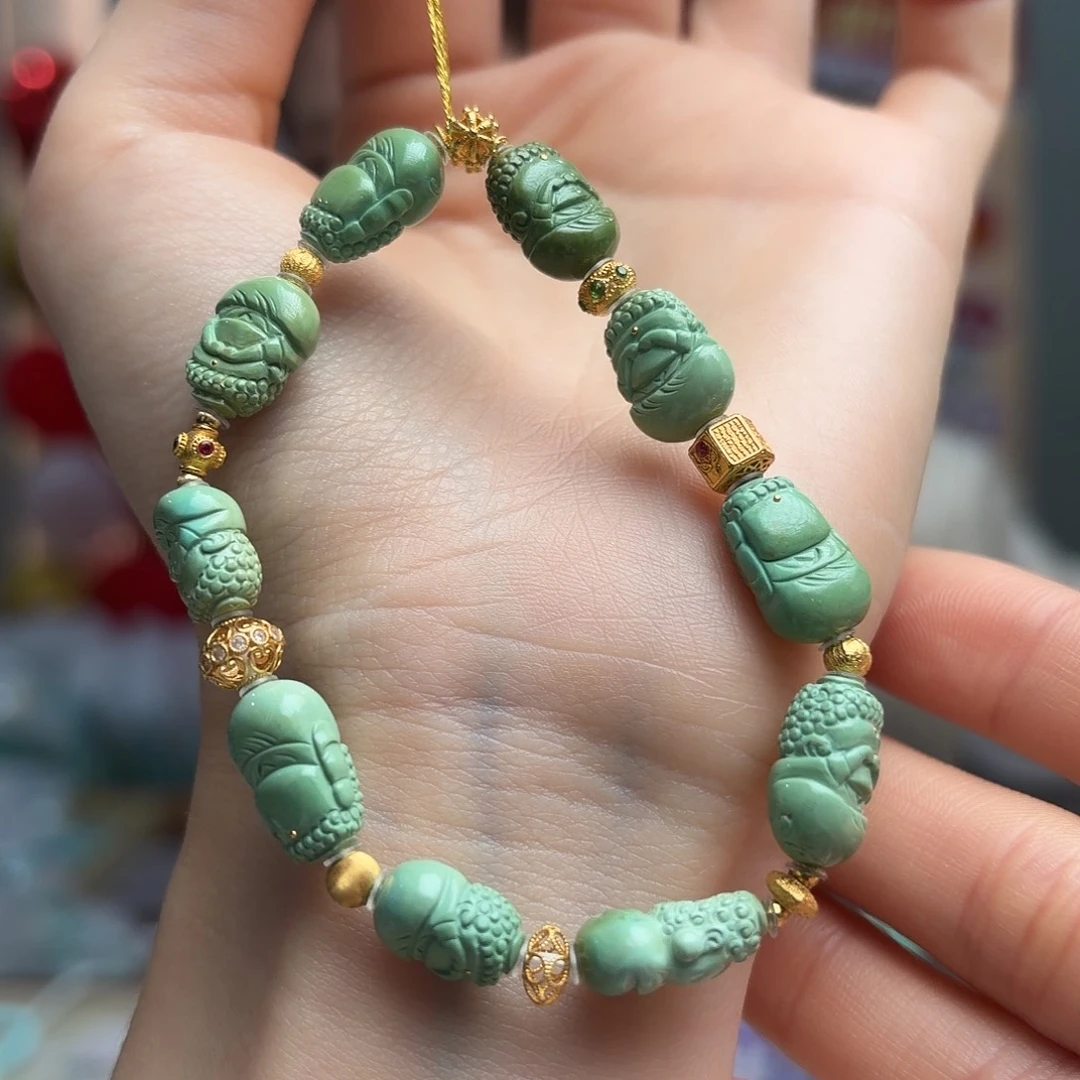 花***姐绿松石18K金镶嵌颈饰