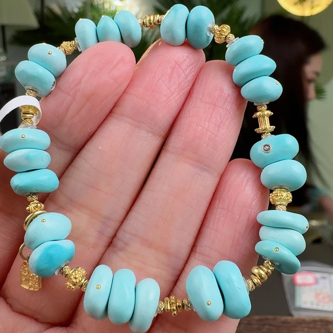 绿松石珠宝奇石18K金镶嵌