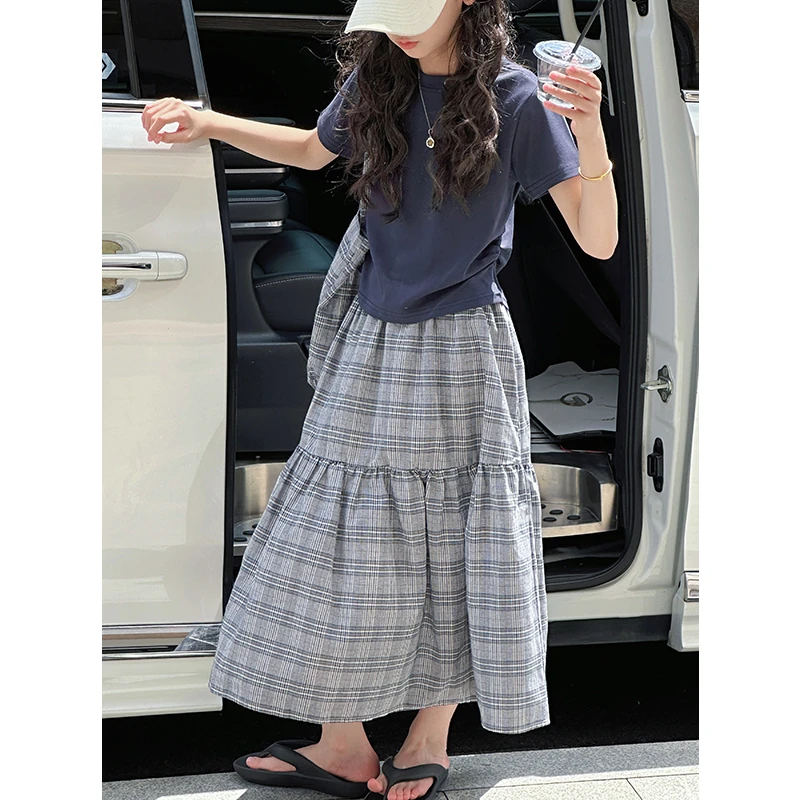 K29117韩系女童短袖套装裙2025新款夏装儿童洋气上衣裙子三件套潮