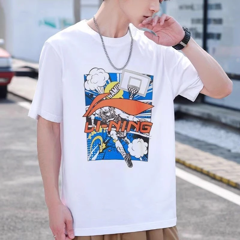 李宁圆领短袖夏季棉质2025新款官方正品设计潮流休闲时尚小众T恤