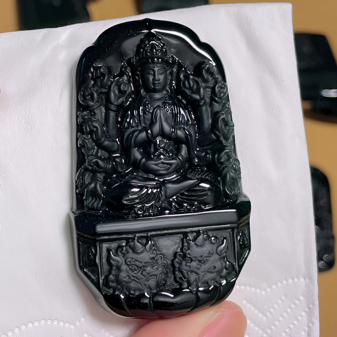 天然翡翠a货 墨翠千手观音