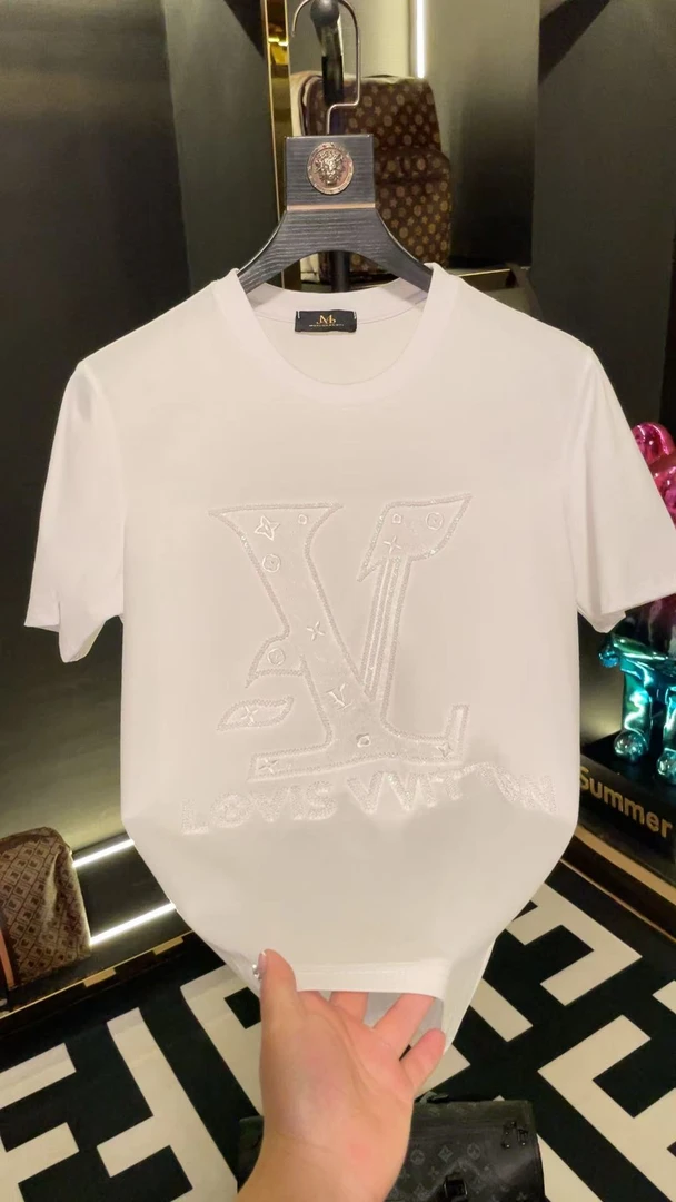 【甄选奢品】2025夏季新款定制高级感重工刺绣轻奢圆领男士短袖T恤