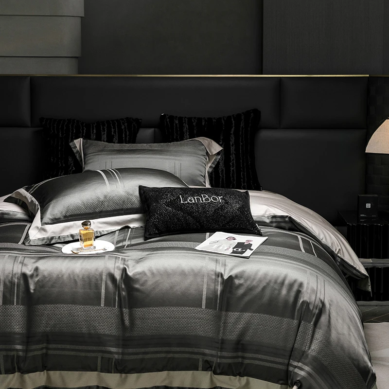 120S双股支色织提花高精密高端高贵四件套轻奢高级感床上用品床品