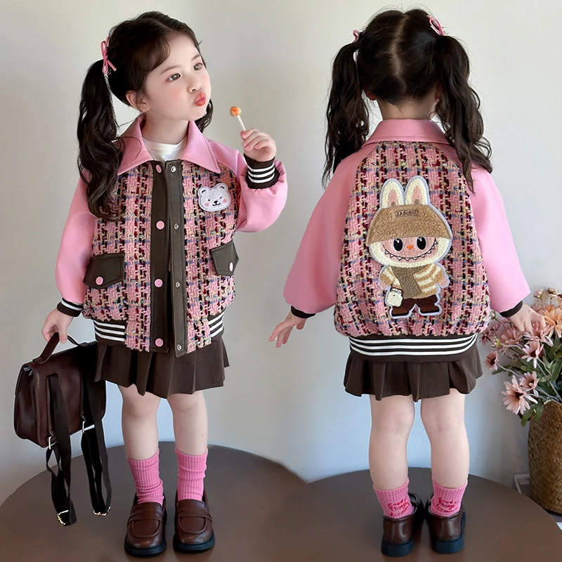 （拉布布外套）女童秋季新款小香风外套儿童棒球服夹克大衣
