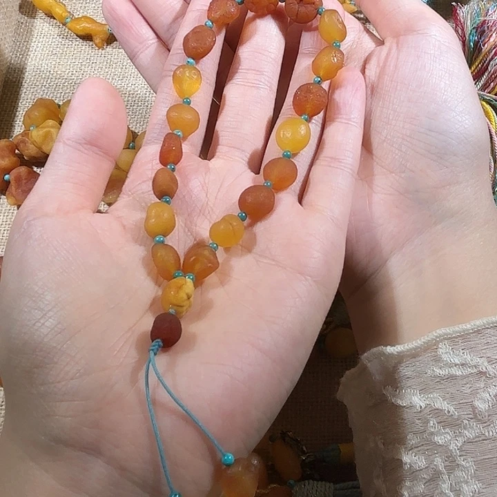琥珀未镶嵌手链蜜蜡海漂手持