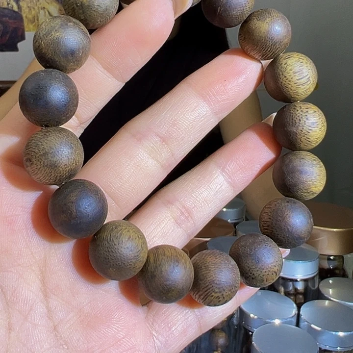 沉香手串老料九九沉圆珠单圈绿棋1.317