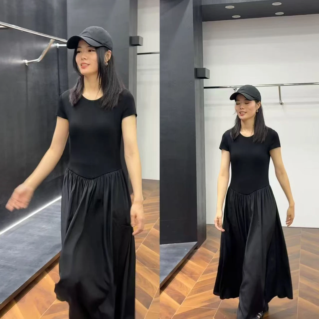 95236北欧青圆领拼接针织连衣裙