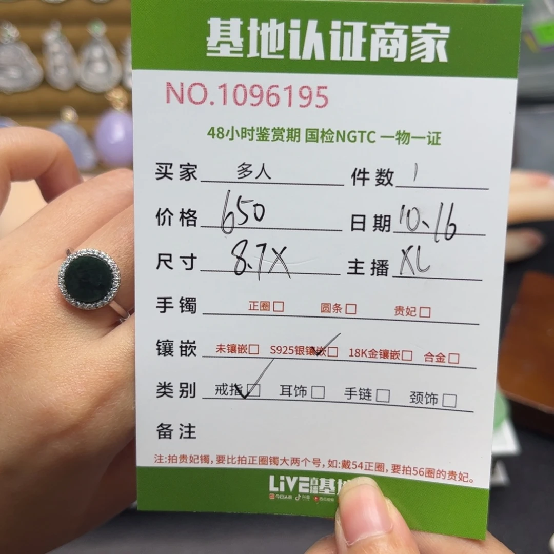 翡翠银S925镶嵌戒指多人