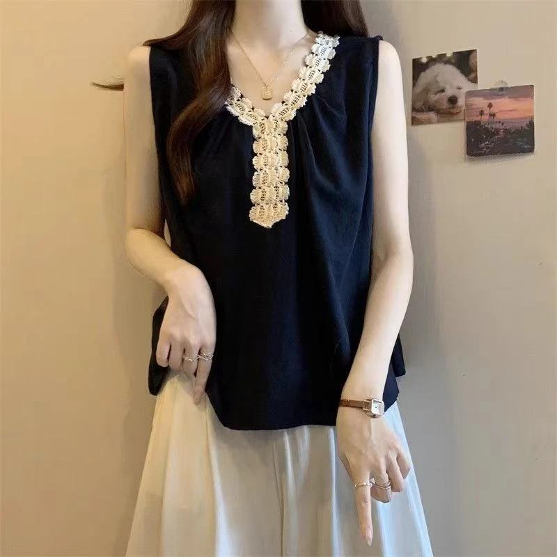 【鹿鹿专属】极简风宽松型法式设计感通勤遮肉V领背心气质夏季新款