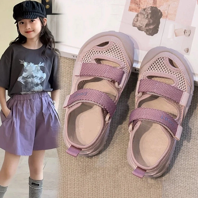 ABC 凉鞋女童儿童凉鞋夏季包头运动鞋2025女孩鞋子透气单网鞋软底