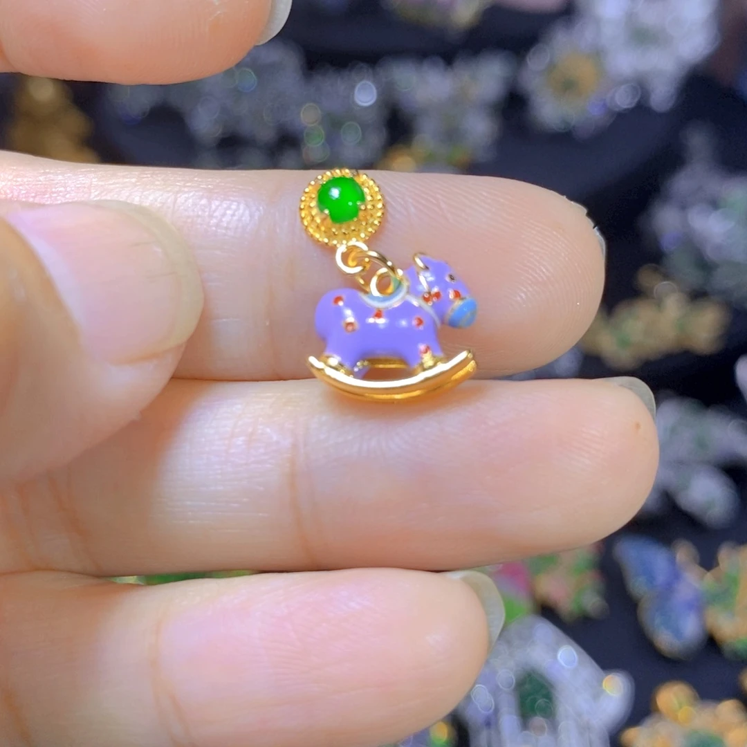 翡翠银S925镶嵌吊坠(不含链)天然翡翠