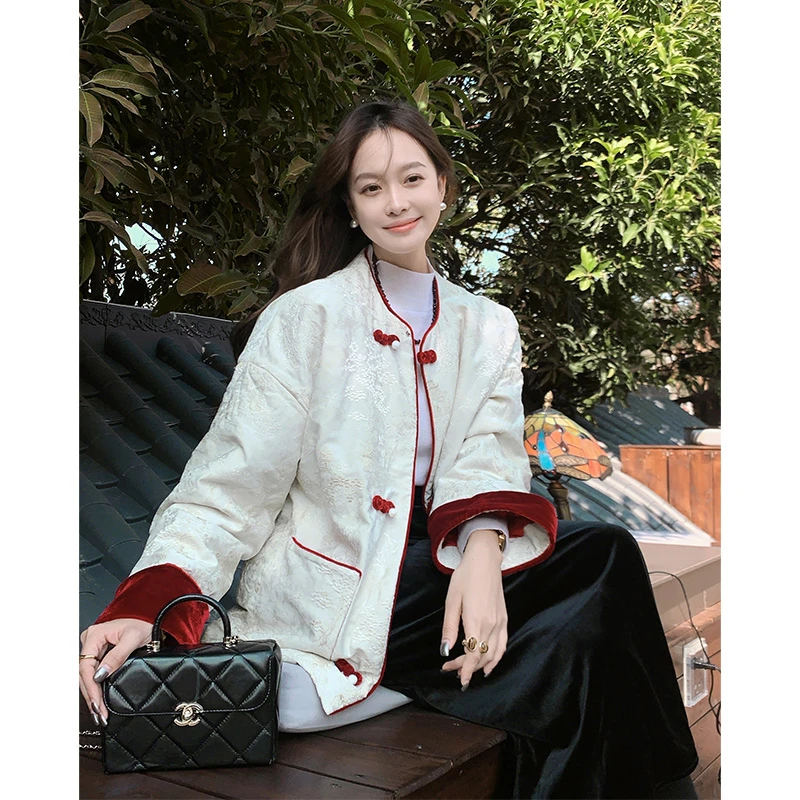 美洋MEIYANG拜年棉服东方雅韵~新中式重工刺绣圆领盘扣棉衣外套