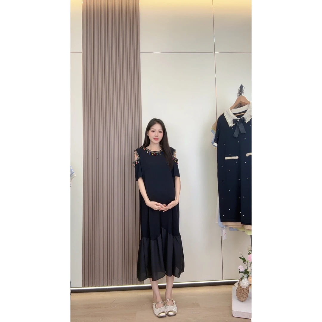 时尚气质高级波西米亚风显瘦针织轻奢休闲女士夏季连衣裙短袖