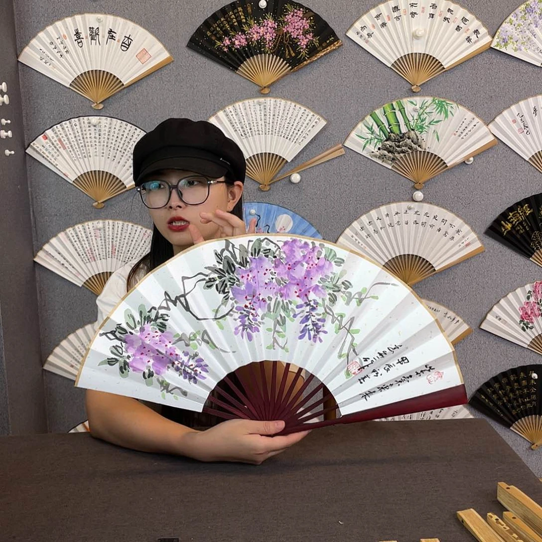 书法10寸-仿红木福利折扇（默认粘好）