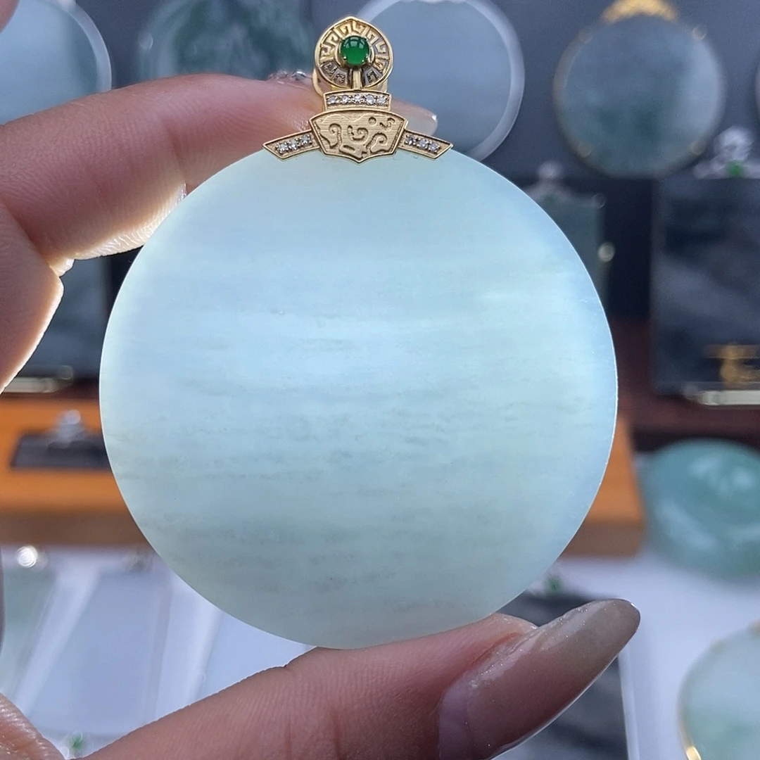 翡翠18K金镶嵌吊坠(不含链)