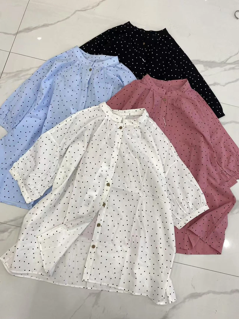 200斤大码休闲百搭遮肉显瘦波点衬衣