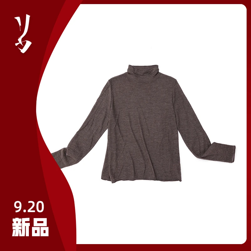 Say Ya【幻】 思念之壑 80支精纺羊绒提花中领卷边打底衫 轻薄