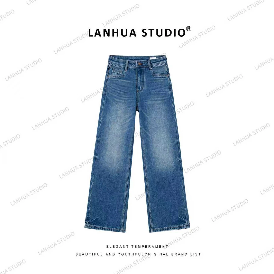 【杨？林】直筒裤秋季牛仔长裤hhy皇家蓝 休闲女装百搭牛仔5525
