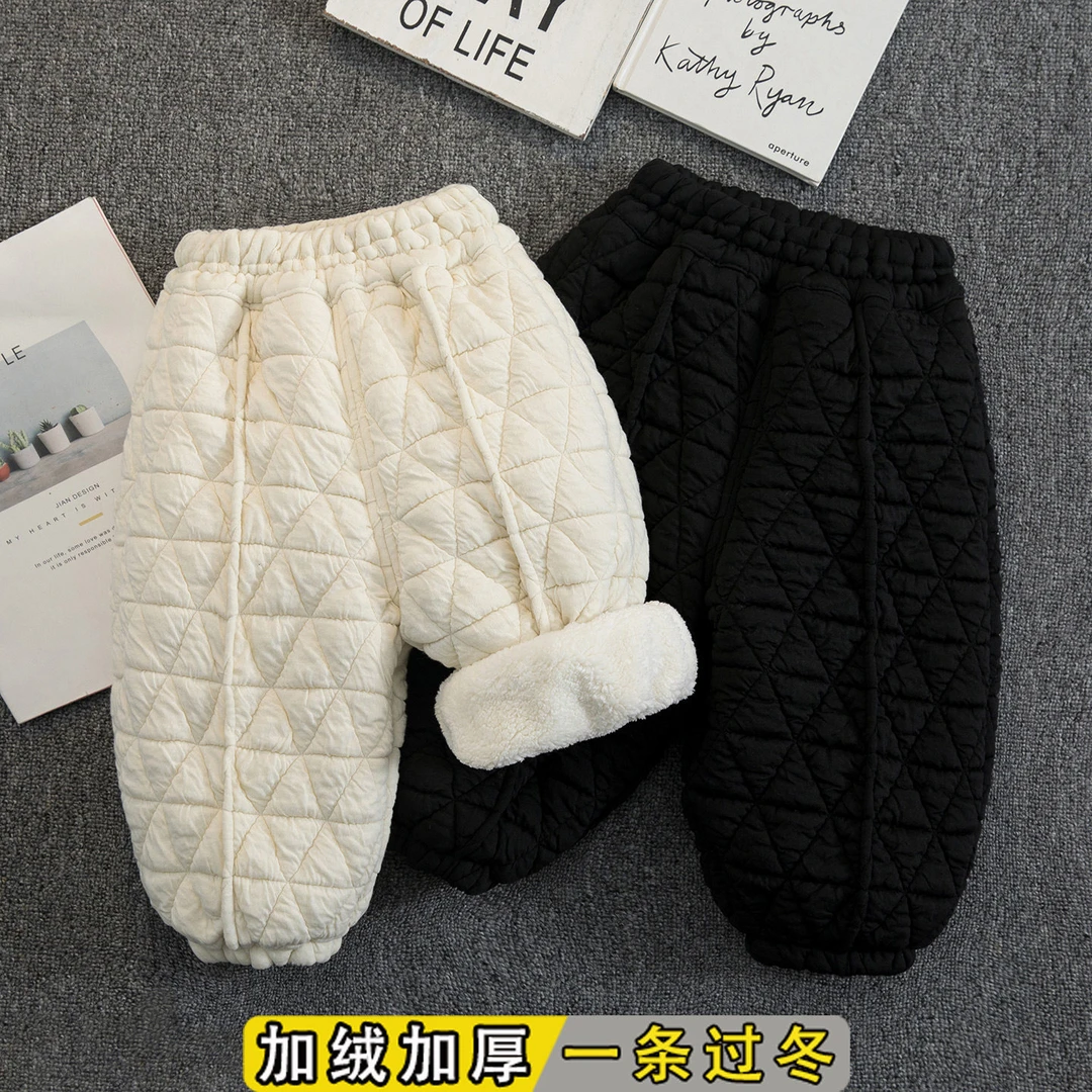 男女童加绒裤子冬装2025新款中小童加厚长裤冬季棉裤儿童保暖外穿