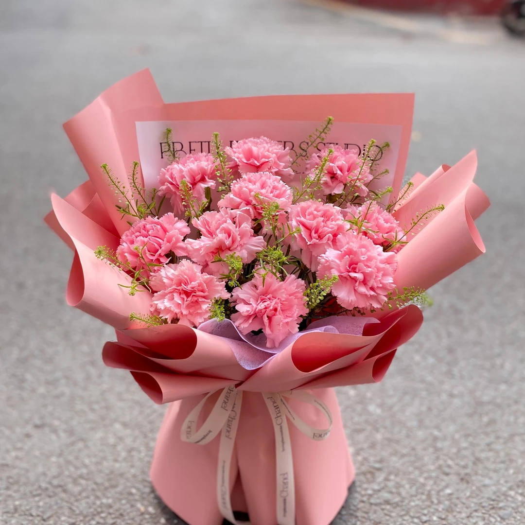 【温柔予你】11枝粉色康乃馨花束送妈妈送女友送朋友生日礼物鲜花订购同城配送告白鲜花小时达鲜花花束小时达
