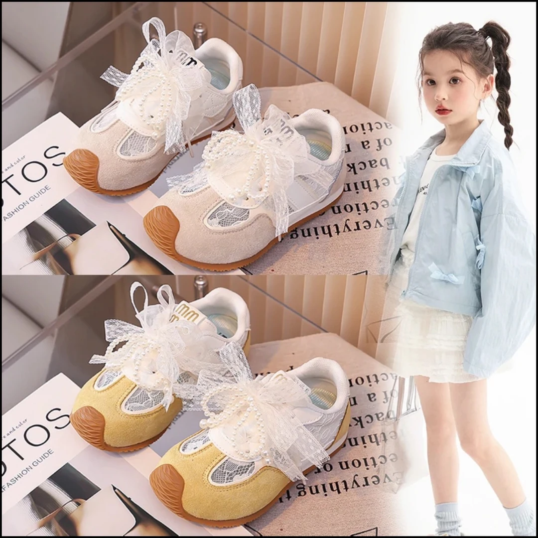 女童蕾丝德训鞋2025夏季新款百搭阿甘鞋网面休闲板鞋运动鞋小女孩