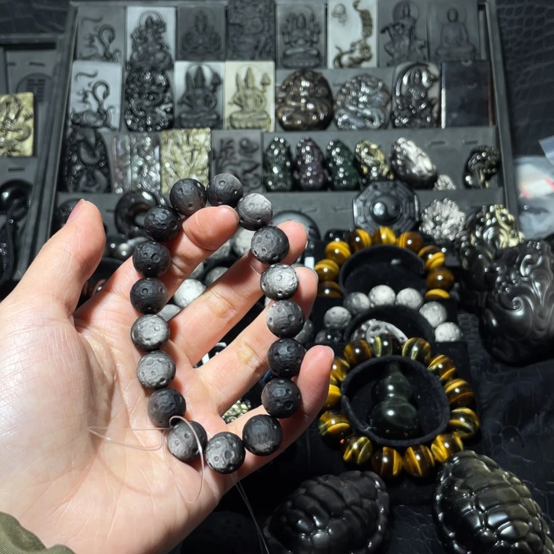 清***柳黑曜岩未镶嵌珠宝奇石