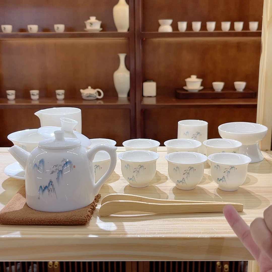 瓷片玄致羊脂玉瓷茶具套装