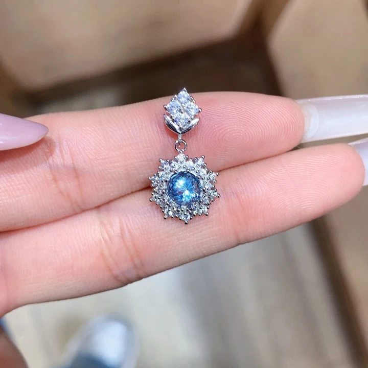 海蓝宝石颈饰银S925镶嵌只****胖