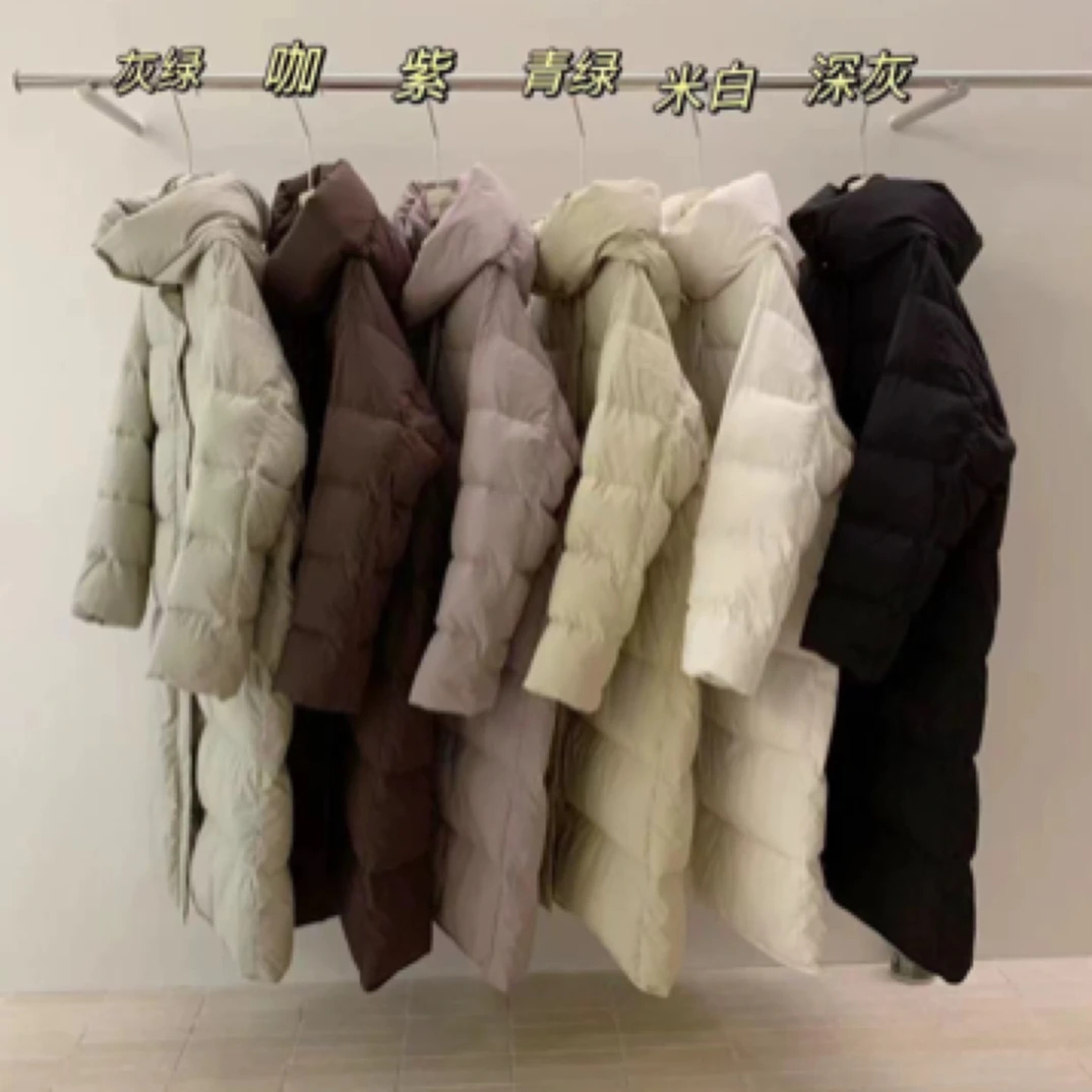 极寒者长款连帽收腰羽绒服