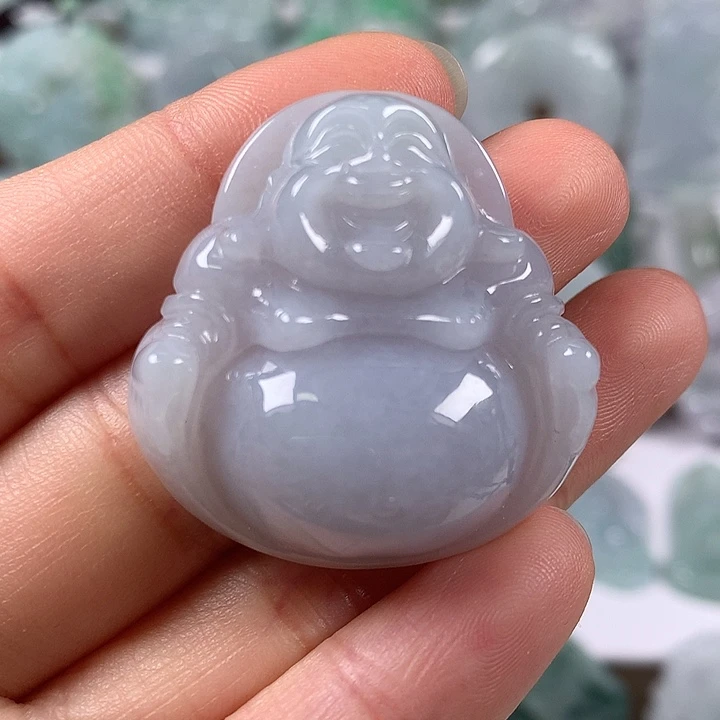 颈饰未镶嵌翡翠笑佛卡厚10+