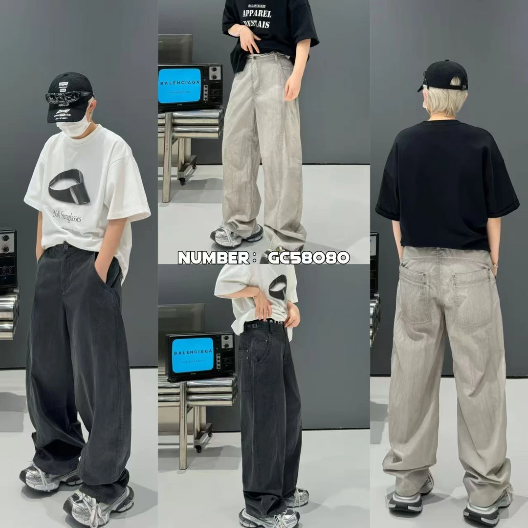 【高级订制之“反转巴黎”】夏季超薄洗水棉直筒裤高级脏脏灰Z-58080