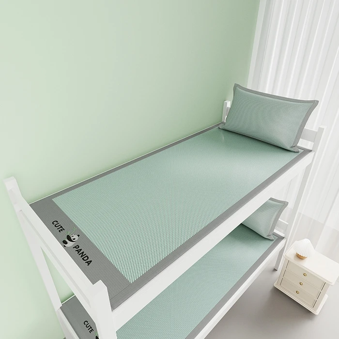 2025新款绣花冰丝软凉席上下铺冰丝席 三件套床笠