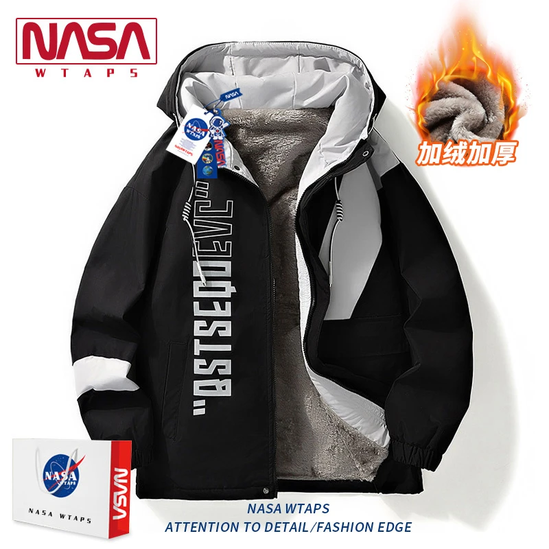 NASA WTAPS棉服男冬季加绒保暖棉衣外套爆款高级感休闲连帽棉袄